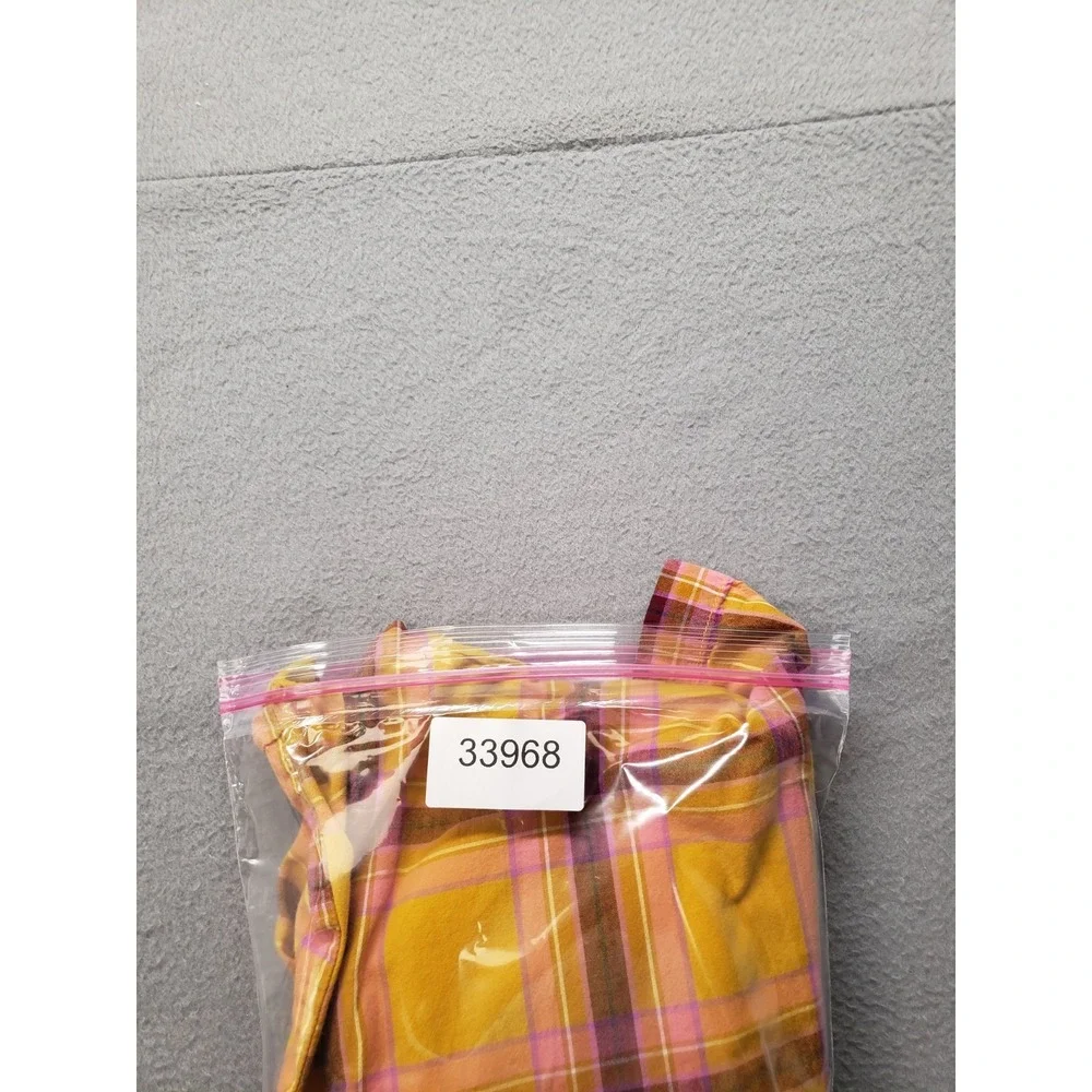 Old Navy Women Pajama Pant XL Yellow Plaid 100% Cotton Drawstring High Rise City